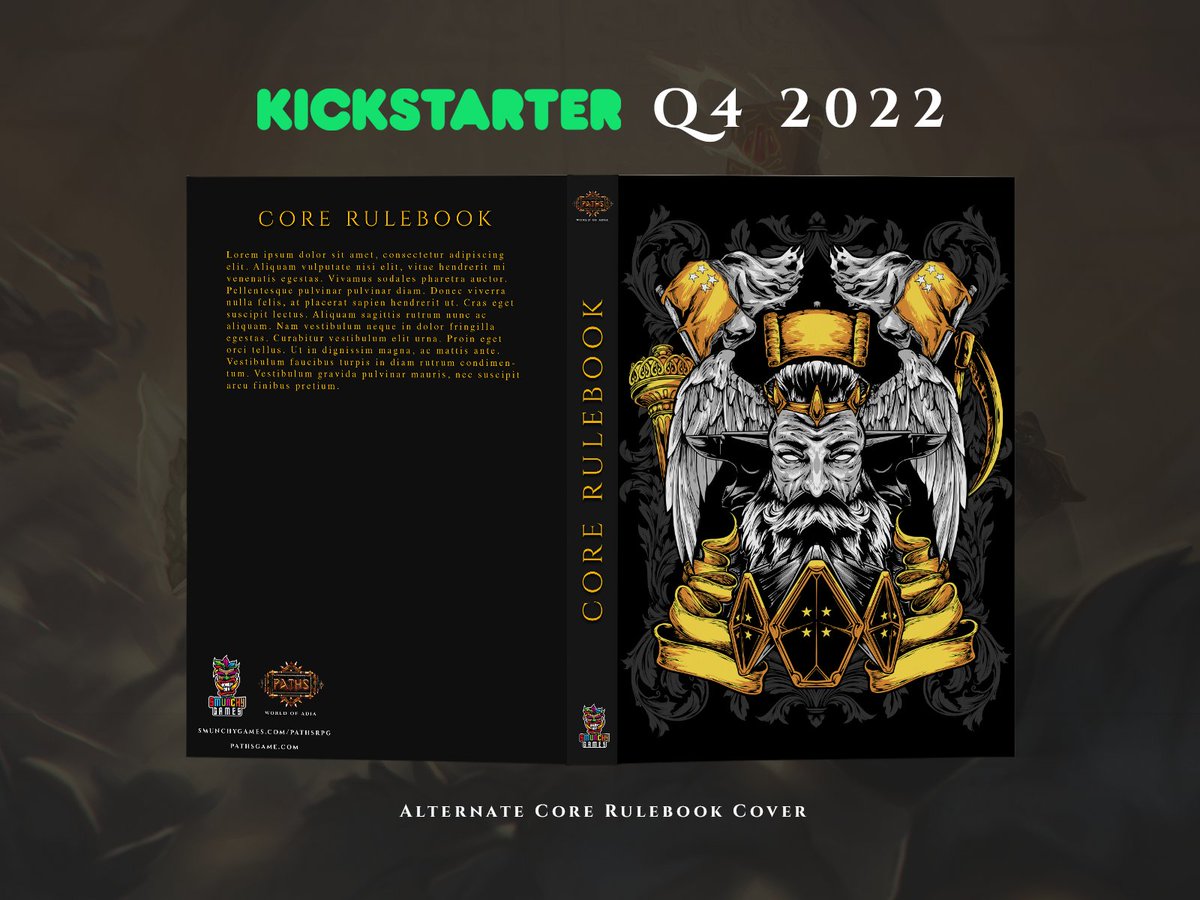 SmunchyGames's tweet image. Announcing the @pathsrpg Core Rulebook alternate cover! We will see Paths: World of Adia launch on Kickstarter in Q4 of 2022. Two more core books will be revealed soon.  #ttrpg #pathsrpg #tabletopgaming #TTRPGSolidarity #indiegame #kickstarter