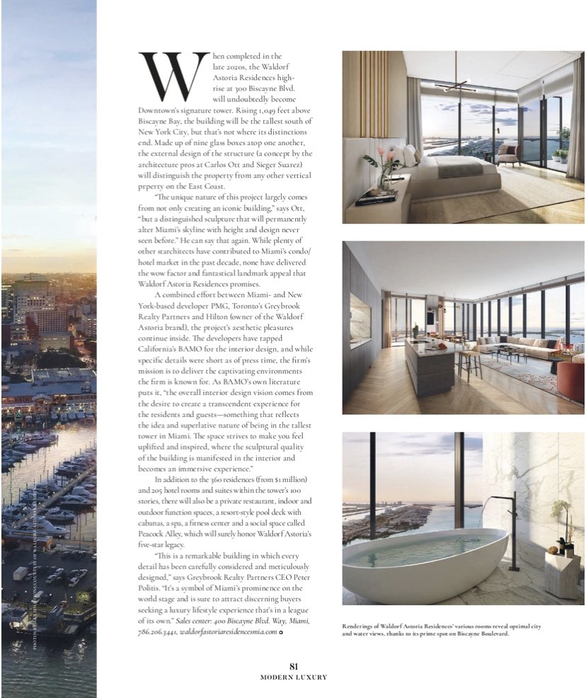 #WaldorfAstoriaMiami featured in <a href="/Miamimagazine/">MIAMI magazine</a>. Vertical Virtuosity is coming to Downtown Miami. #anewerabegins