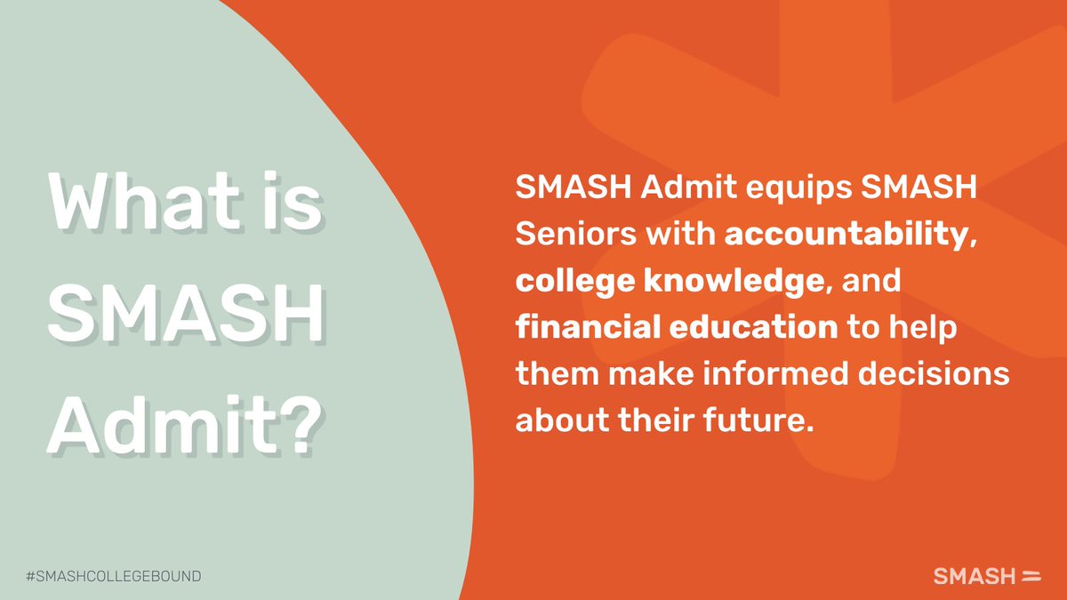 SMASHprogram's tweet photo. #SMASHAdmit is our flagship senior program — our seniors get paired up with a college coach, visit colleges, get access to SMASH-exclusive scholarships + more! #SMASHBarriers to STEM college + career access!

See where our seniors are headed! Visit https://t.co/6PqB1odedQ https://t.co/mS7q34EFmw