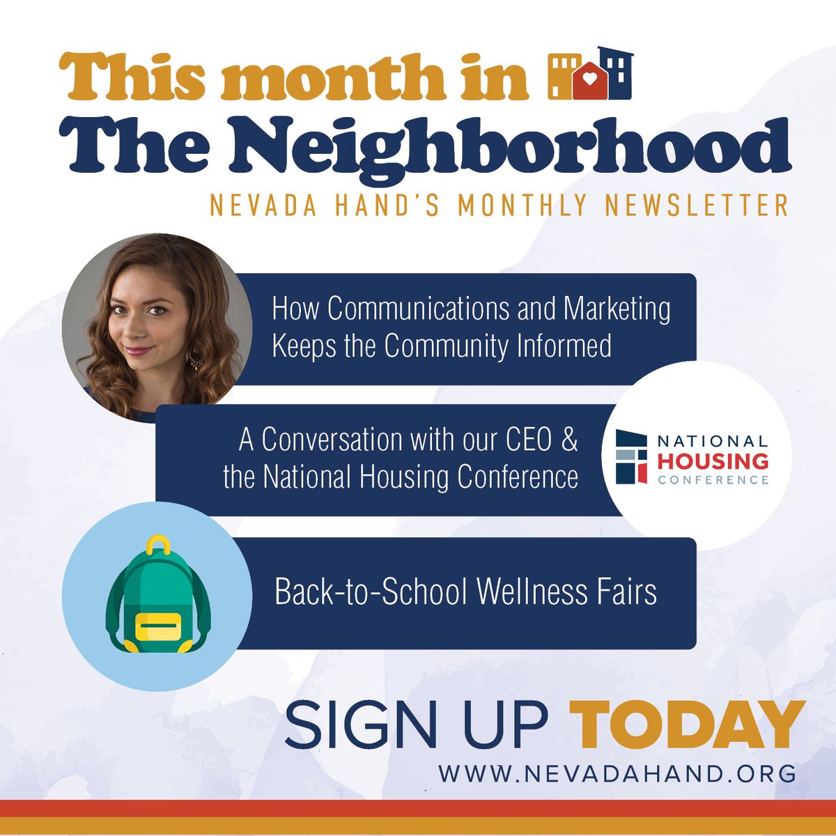 NevadaHANDLV's tweet photo. This month, read up on how Nevada HAND utilizes the power of communication to spread the word on #affordablehousing in the valley, along with an opportunity for you to make sure our youngest residents head back to school in style. Subscribe today! #TheNeighborhood #MoreThanAHome https://t.co/Ypymtozwpg