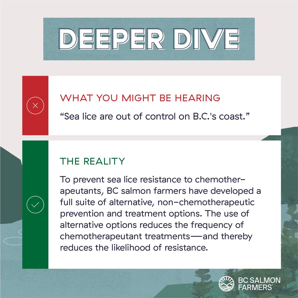 BCSalmonFarmers's tweet photo. Sea Lice: what you might be hearing π vs. the reality π
Learn the truth below the surface, visit https://t.co/tM0CcwjQEJ to learn more.
#DeeperDive #Misinformation #SeaLice #BCSalmonFarming #BCSFA #SalmonFarmers https://t.co/c5HYgeKZge