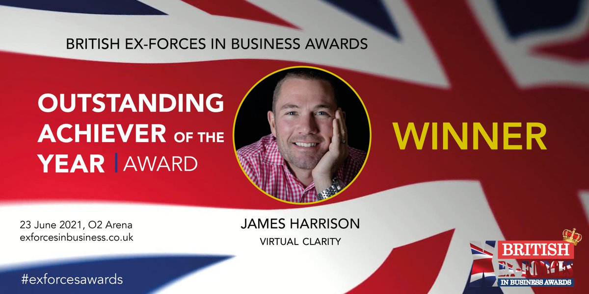 exforcesawards's tweet photo. James Harrison of @virtualclarity picks up the Outstanding Achiever of the Year award, sponsored by @Barrattplc #exforcesawards https://t.co/uFGW3ZAGW5