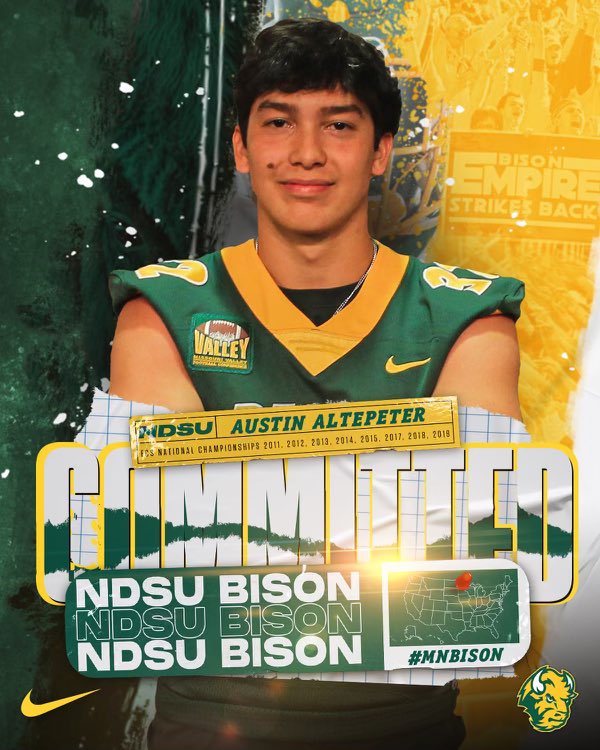 AltepeterAustin's tweet image. COMMITTED. @Coach_Entz @NDSUfootball