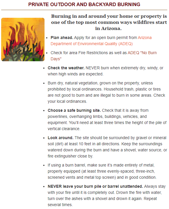 CochiseCountyAZ's tweet photo. Do Your Part to Prevent Wildfires!
The following prevention tips help ensure that unwanted person caused wildfires are kept to a minimum! Remember to report all wildfires directly to 911.
Resources from @wildlandfireAZ https://t.co/URfcAitHCe https://t.co/5FCMS4B2Nn
