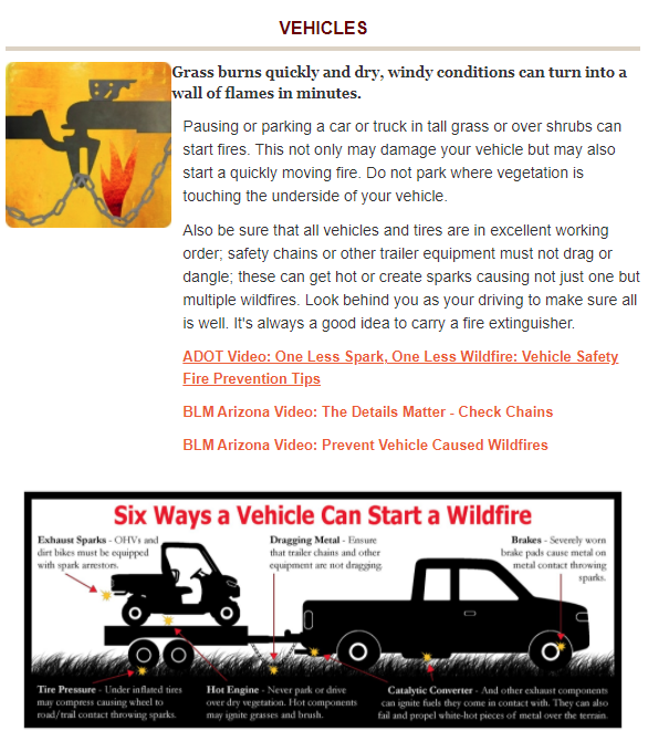 CochiseCountyAZ's tweet photo. Do Your Part to Prevent Wildfires!
The following prevention tips help ensure that unwanted person caused wildfires are kept to a minimum! Remember to report all wildfires directly to 911.
Resources from @wildlandfireAZ https://t.co/URfcAitHCe https://t.co/5FCMS4B2Nn