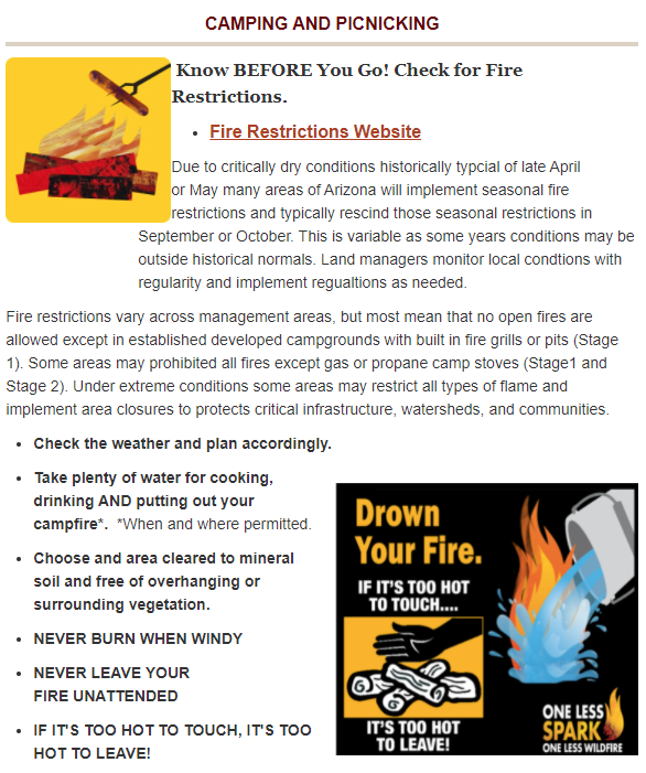 CochiseCountyAZ's tweet photo. Do Your Part to Prevent Wildfires!
The following prevention tips help ensure that unwanted person caused wildfires are kept to a minimum! Remember to report all wildfires directly to 911.
Resources from @wildlandfireAZ https://t.co/URfcAitHCe https://t.co/5FCMS4B2Nn