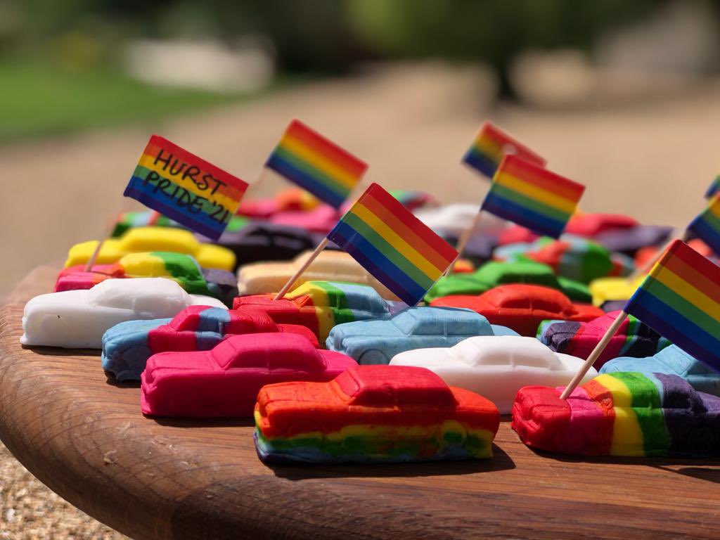 HurstDiversity's tweet photo. A sneaky peak into our Hurst Pride Bentley edible cars made by a parent. We’re very excited to have @bentleymotors join us for our very first Hurst Pride. Remember to bring some money for our chosen charity. #HurstPride #pridemonth #pride #hurstpride https://t.co/8uigx0RtHT