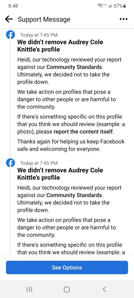 cknittle's tweet photo. So @Facebook only removes FAKE profiles if they pose a danger or cause harm? Isn’t that too late? https://t.co/VvpwvX7klt