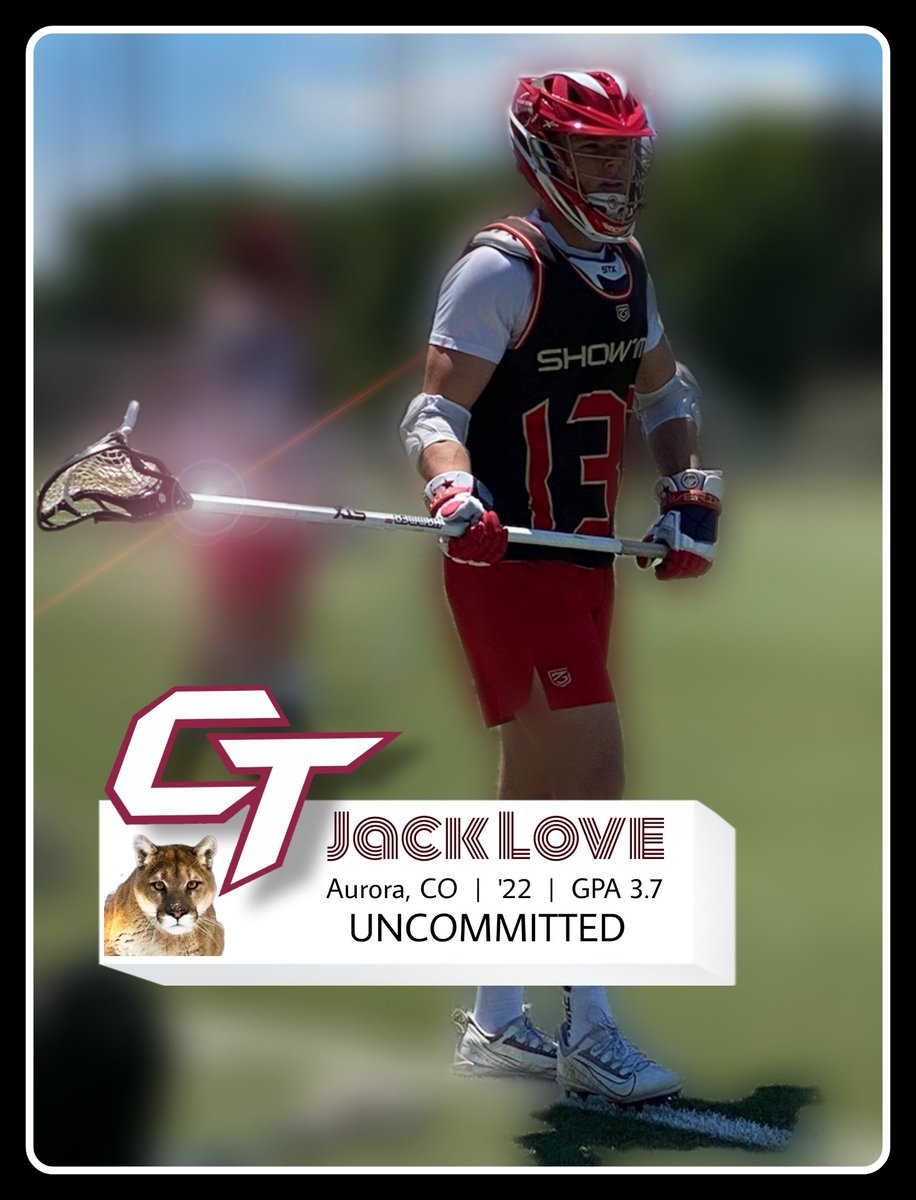 Good Luck to team Captain <a href="/Jack_D_Love/">Jack Love</a> as he shows his skills off at the <a href="/ShowtimeLax/">Maverik Showtime</a> invitation. This is a kid you need in your program, smart, good teammate, hard worker, strong character! #SkoCougs🐾 #NextLevel  <a href="/CTHSAthletics/">CTHS Athletics</a> <a href="/aurorasports/">Sentinel Prep Sports</a>