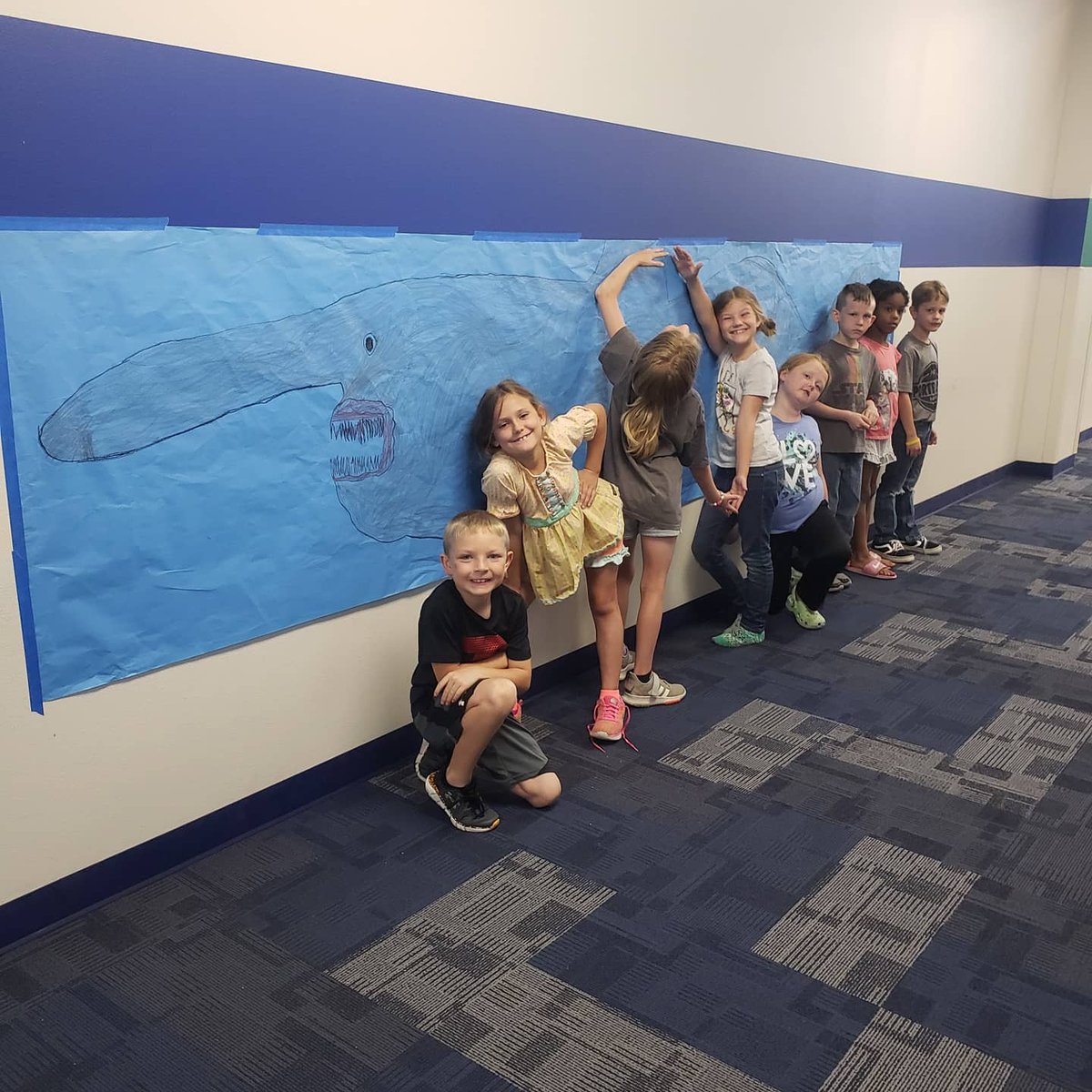 _hannah_wolf_'s tweet photo. These 3rd graders became marine biologists today and dived into the ocean to observe and collect data on different shark species! We learned a lot of cool facts along the way! We'll use the data to create graphs and conduct analysis to compare sharks. #chanutestars #summerschool https://t.co/0PRy5eQseY