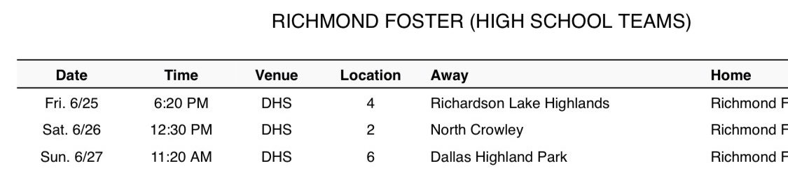 MrWhiteEDU23's tweet photo. Richmond Foster Highschool Basketball Schedule for TABC
JUNE 25-27 #Fosterhoops https://t.co/VP85eblJRz