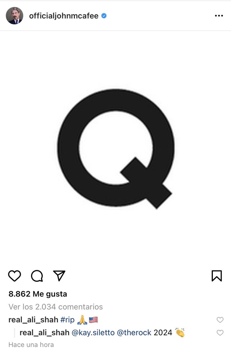 OrlvndoA's tweet image. El Instagram de McAfee, hace poco menos de una hora: