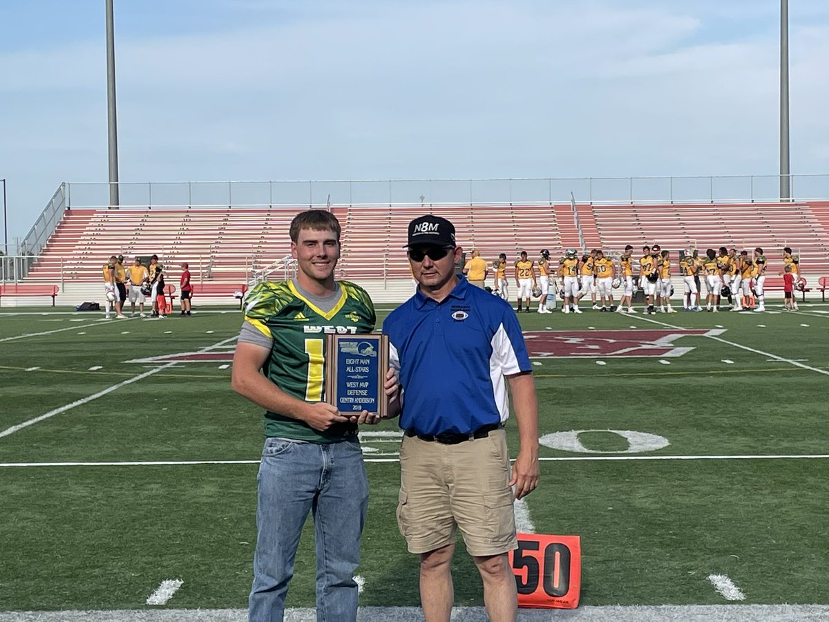 At the <a href="/NE8manFB/">NEMFCA</a> Sertoma 8-Man All-Star Game <a href="/gmanderson20/">Gentry Anderson</a> was presented his 2019 Defensive MVP Award from the 2019 game!! #Tribe #BeAWarrior #Warrior4Life #nebpreps