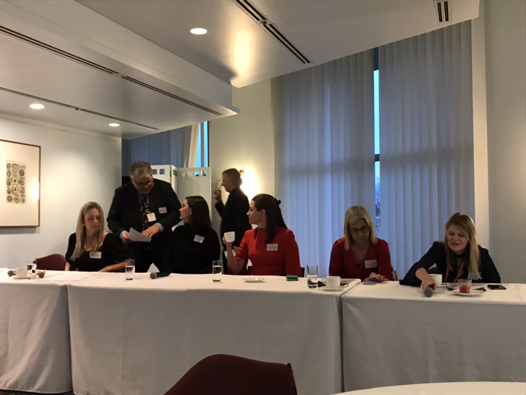 BPWAust's tweet photo. Breakfast Panel discussion with @eS4WChair and the WWPFG. Connecting with thoughtleaders on improving women’s economic security #empoweringwomen #SeeWhatWomenCanBe @ourFemeconomy https://t.co/SMPHSkuiO0