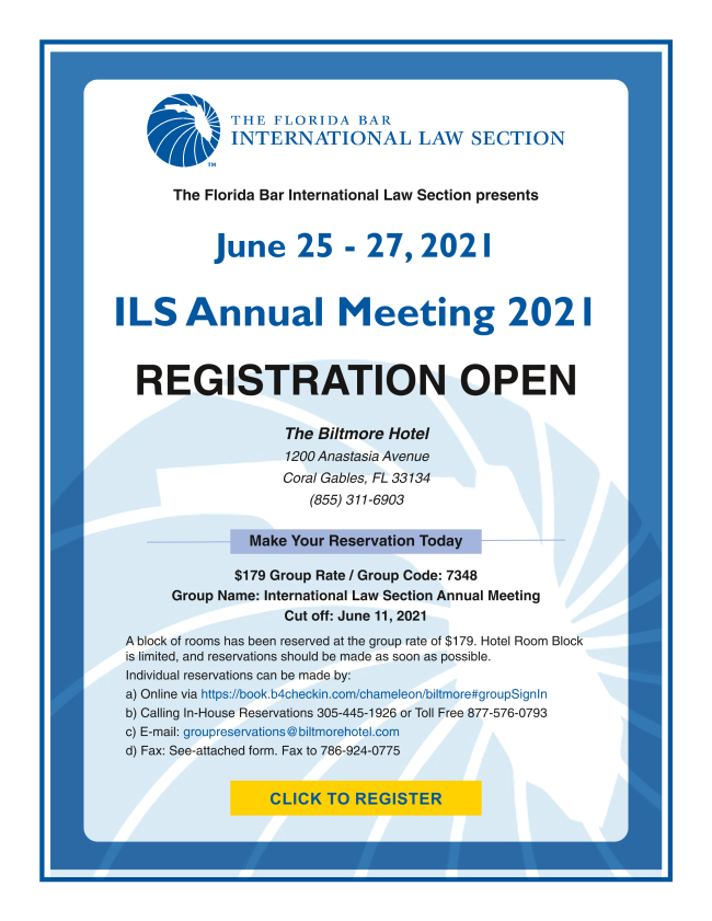 FlaBarILS's tweet image. 2 DAYS TO GO!!! International Law Section Annual Meeting conta.cc/2SXFUfe