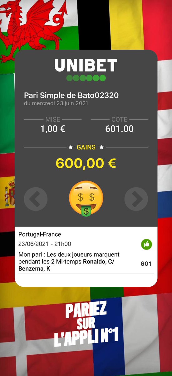 Bato02320's tweet photo. @UnibetFrance Merci @UnibetFrance #PORFRA 
Betshare x2 ? 😃 x5 ? 🥰 x10 ? 🤯 https://t.co/ss3J8frJa9