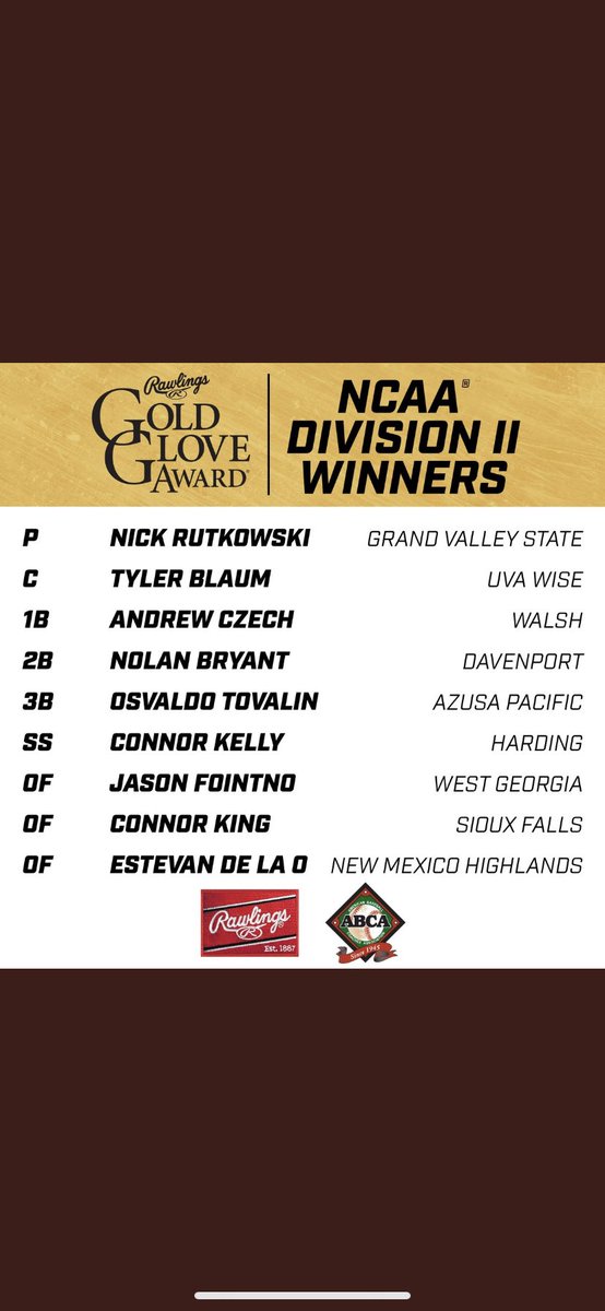 ‼️GOLD GLOVE AWARD WINNER‼️

Congratulations to Connor Kelly on being named the Best Defensive Shortstop in Division II!

#GOLDGLOVE

#FAMILY