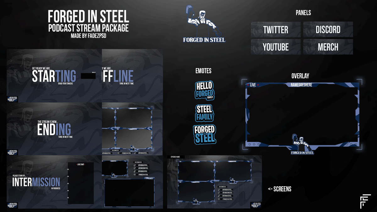 New Stream Pack for @ForgedinSteel_ ,
Commissions are open message me for details.

Port- behance.net/FadeZPSD

Tags-
#lookingtocommission 
#lookingforartist 
#lookingforwork 
@FindMeAClan
@FindClans
@FindMeClan
@FuriousSteel_