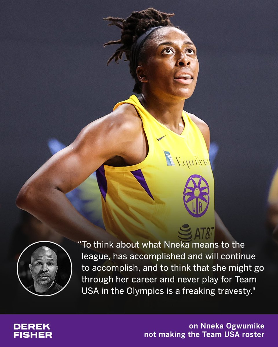 espnW's tweet photo. Sparks coach Derek Fisher said Nneka Ogwumike's omission from the Olympic roster "is a freaking travesty." https://t.co/20sx3oUNOn