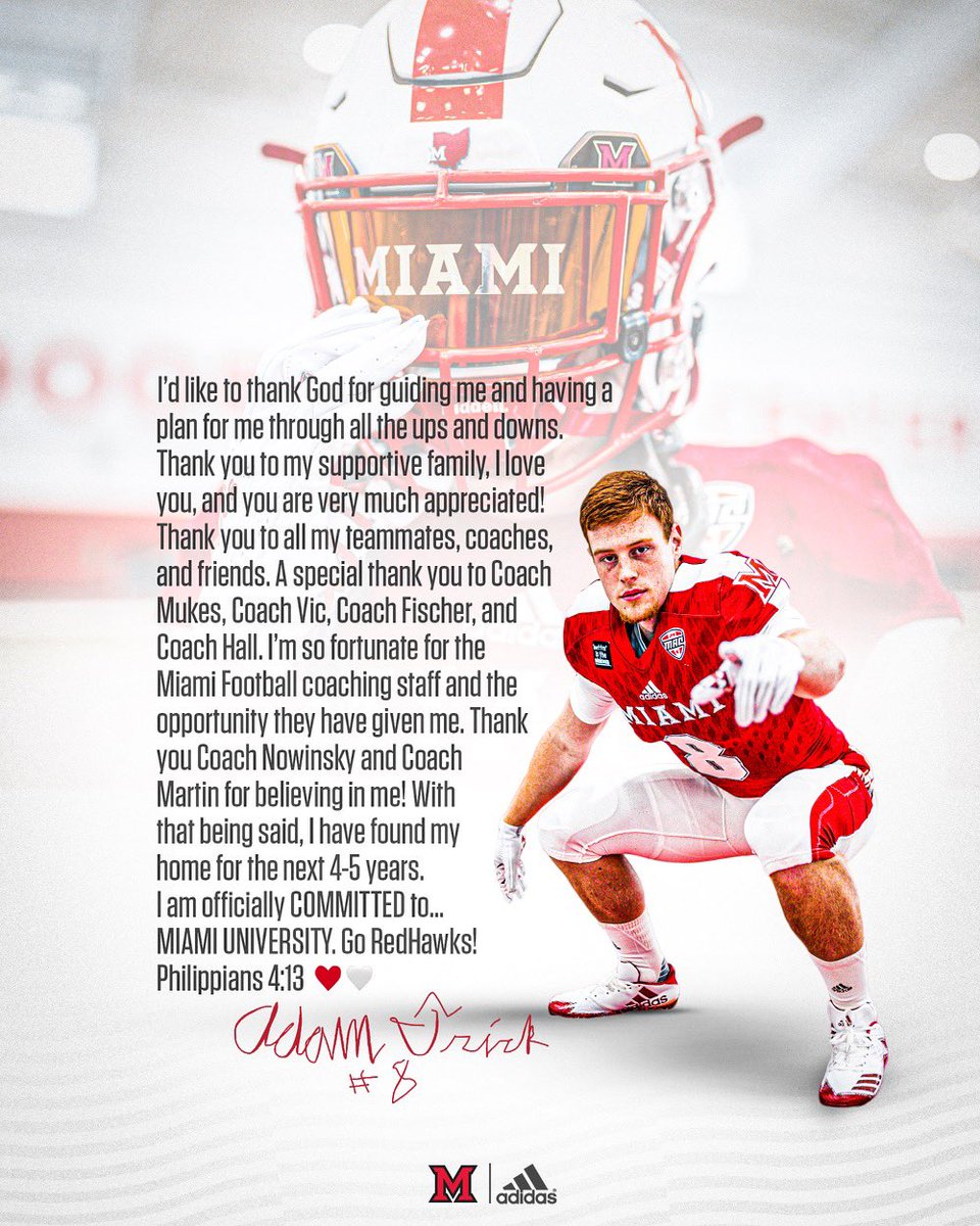 𝐂𝐎𝐌𝐌𝐈𝐓𝐓𝐄𝐃!!! ❤️🤍
<a href="/MiamiOHFootball/">Miami Football</a>