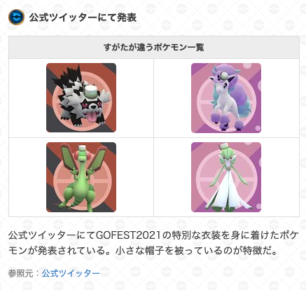 ポケモンgo攻略 Gamewith 公式ツイッターにて Gofest21に登場する特別な姿のサーナイトなどの画像が公開されています 姿については画像の通りとなります 詳細はこちら T Co Pw9wniktwb ポケモンgo T Co Yljvhmi8kw Twitter