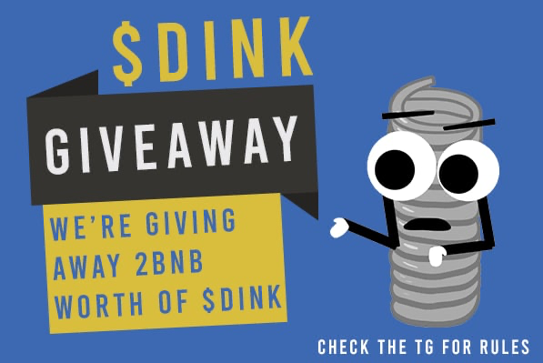 DinkDoinkNFT's tweet photo. 🚨 Your favorite Mascot $DinkDoink will be doing a 2BNB giveaway in $Dink! 🚨 

The rules are as follows: 
♻️Retweet this post!
🔈 Comment on this post with a $Dink Meme.
👣Follow this Twitter account @DinkDoink69 
💬 Join our telegram: https://t.co/VjCQ6HZpA4

#BSC #Crypto #DINK https://t.co/4psYRdbsdm