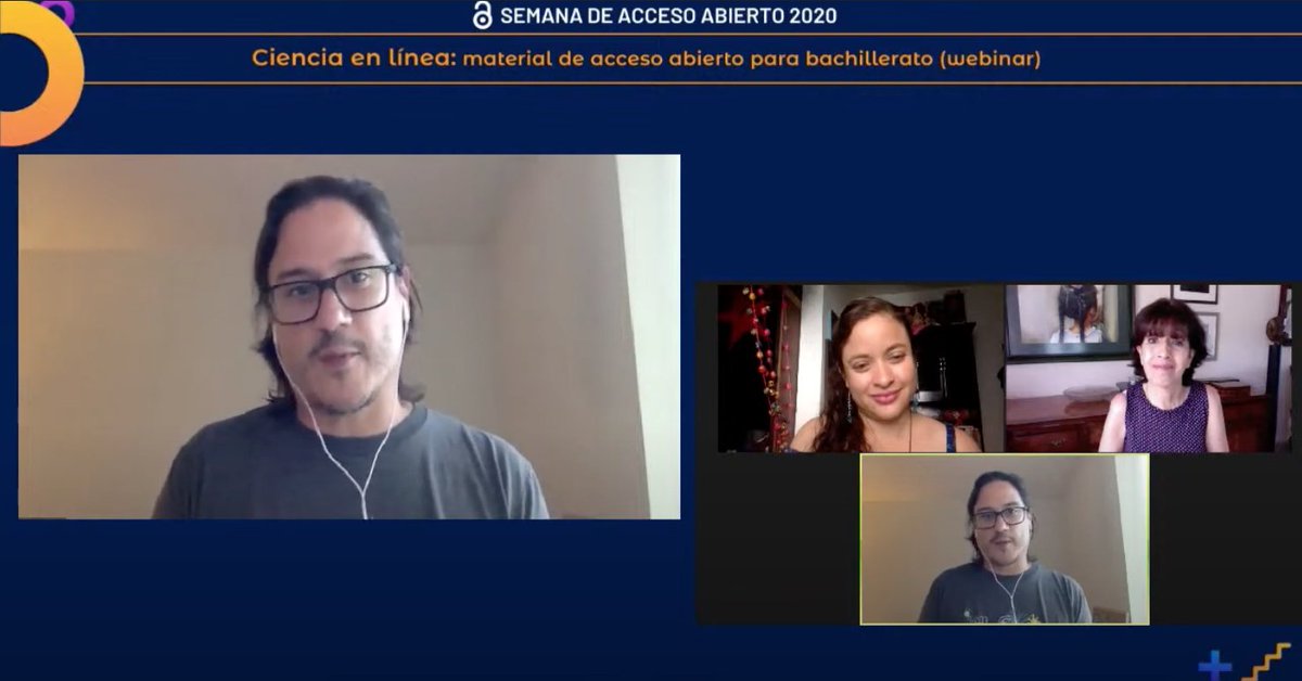 BUNAM_mx's tweet image. Ciencia en línea: material de acceso abierto para el bachillerato 

Compartimos la charla con el Dr. Javier Robalino y la Dra. Diana Berenice López Tavares en el marco de la Semana de Acceso Abierto 2020

#OpenAccessWeek2020 #OAWeek2020

youtu.be/IXR4vSEgBYo