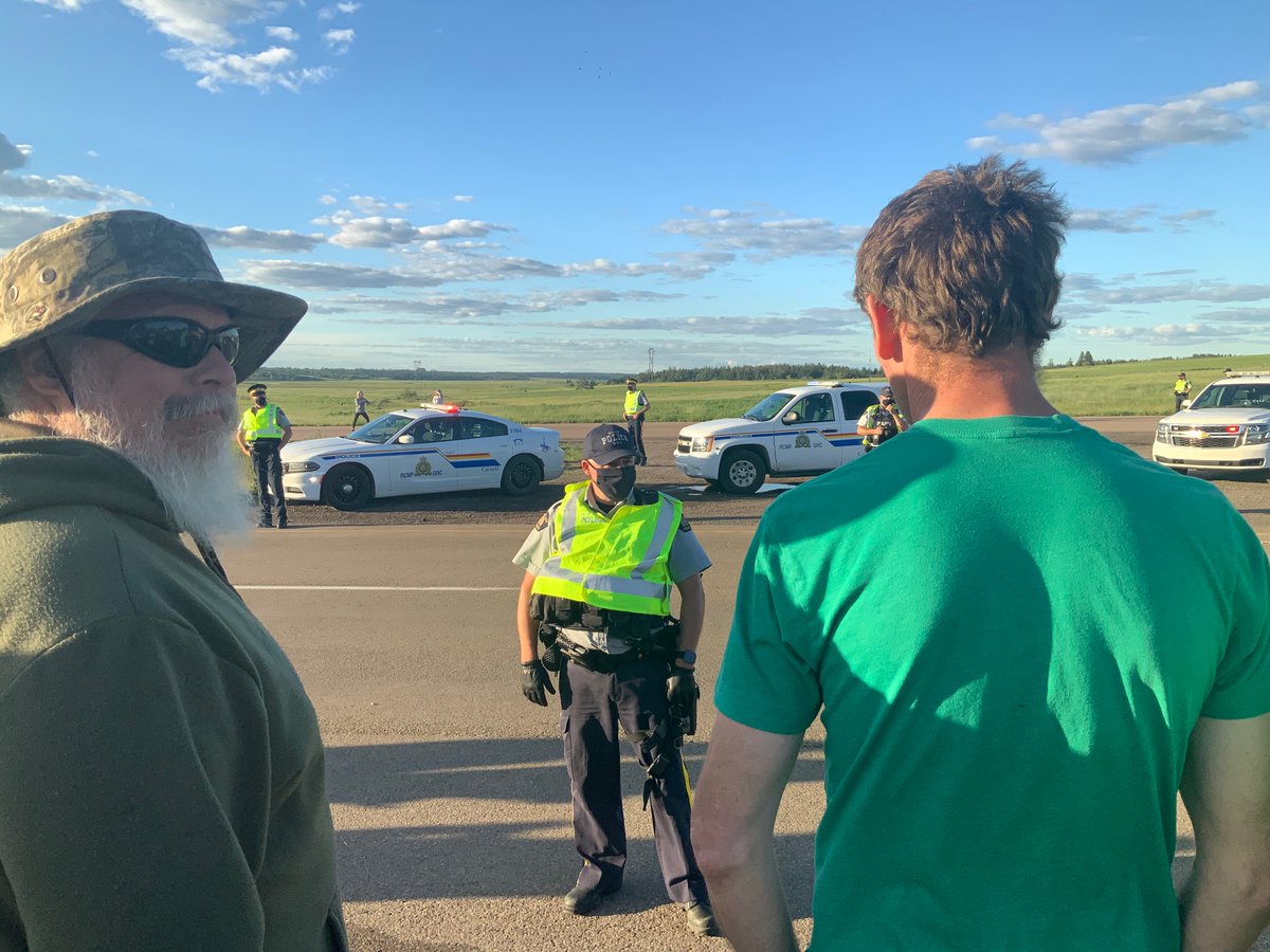 Police have formed a line opposing the protesters on the TransCanada. Not many people have left but most people have moved from highway to the grass beside it. <a href="/ctvatlantic/">CTV News Atlantic</a>