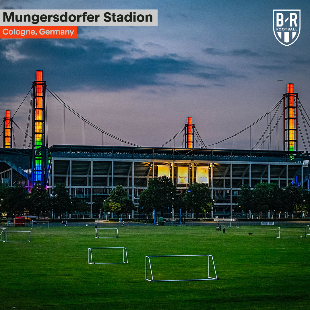 brfootball's tweet photo. UEFA prohibited Munich from lighting up the Allianz Arena in rainbow colors for Germany’s match vs. Hungary today.

So stadiums across Germany lit up 🌈 https://t.co/n4ULhgVqkr