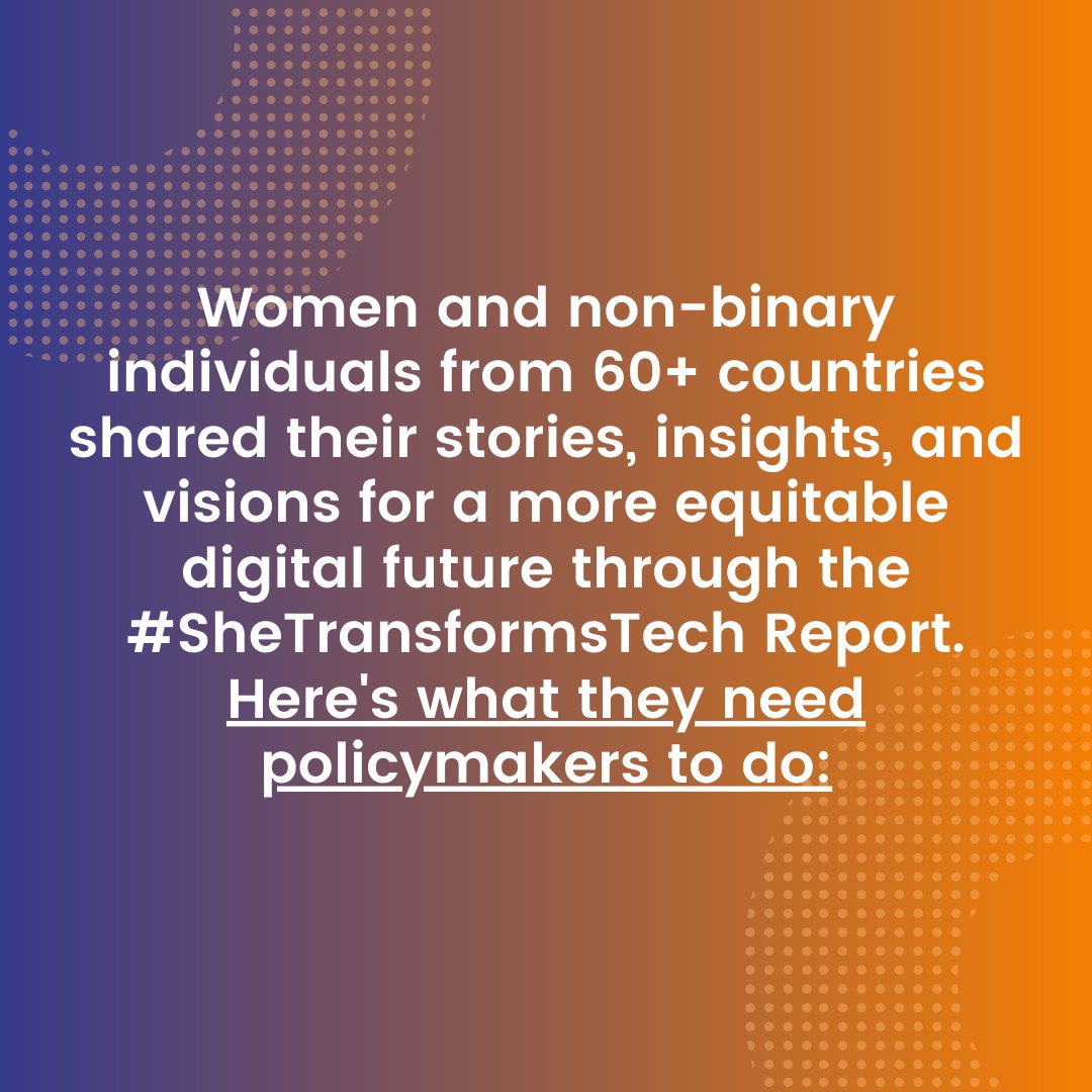 WorldPulse's tweet photo. Policymakers need to hear women’s recommendations to transform tech:

* Respond to women's top concerns
* Improve tech use &amp; access
* Increase digital safety

#SheTransformsTech #TechForEquality #GenerationEquality #ActForEqual @UN_Women https://t.co/XrArs79E7z