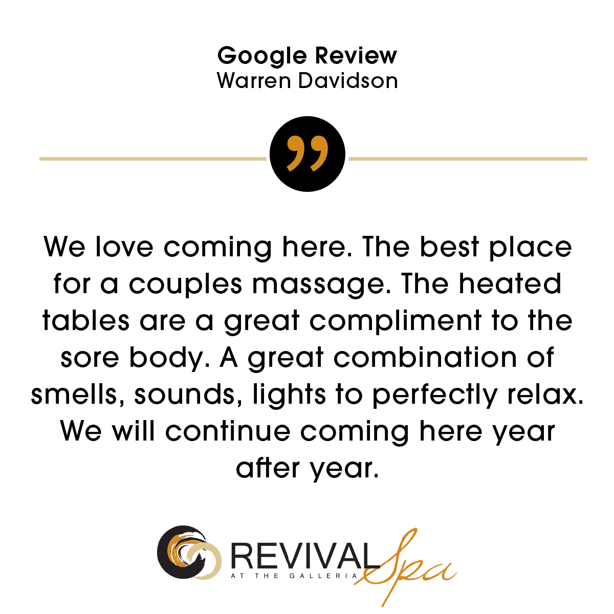 Looking for a special treat for someone you love -- treat yourself too and schedule a couples massage! 

revivalspa.com