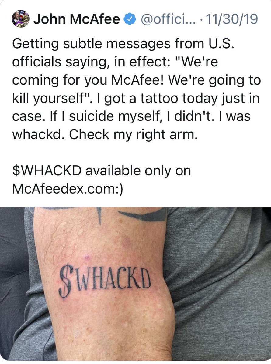 John Mcafee Tattoo Kopler Mambu