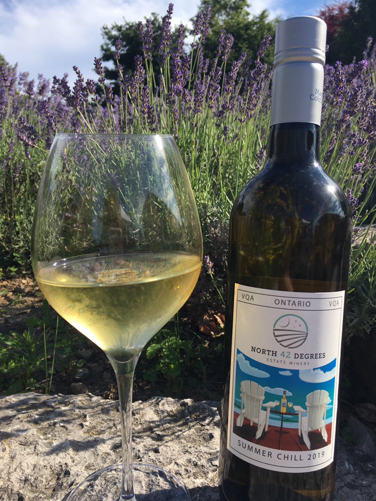 Patio is open! Lavender is in bloom and the wine is glowingly #north42degrees!