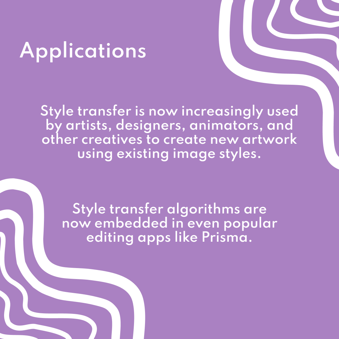 fairbytes's tweet photo. ✨Byte of the week — what is style transfer? 🤔 Swipe to learn more! ➡️
#ai #artificialintelligence #bigdataanalytics #aiethics #dataethics #machinelearning #datascience #machinebias #databias #tech #technology #techethics #nonprofit #fairbytes https://t.co/9C6aHAX1g4