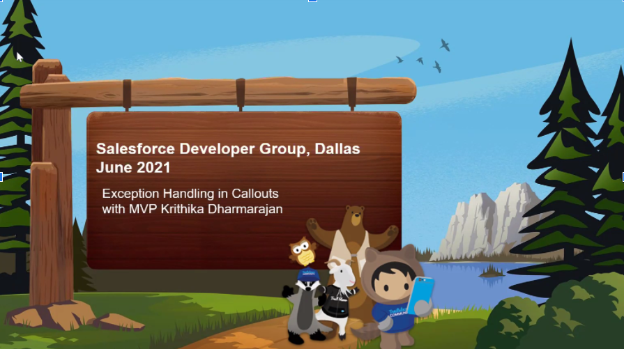 msakthivel83's tweet photo. Exception Handling in Callouts Session started @krithikaiyer, join if you around #DallasSFDC #Salesforce @MoyezThanawalla @uxaholic @a_kulk  
https://t.co/Nsd9P2E85D

Thank you for organizing the event! https://t.co/zS9qsZDZ60
