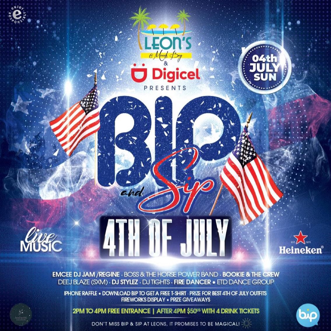 DigicelAnguilla's tweet photo. BiP and sip with Digicel at Leon’s! Don’t miss this grand #4thOfJuly event 🥳🎆 https://t.co/M57KbzfRi6