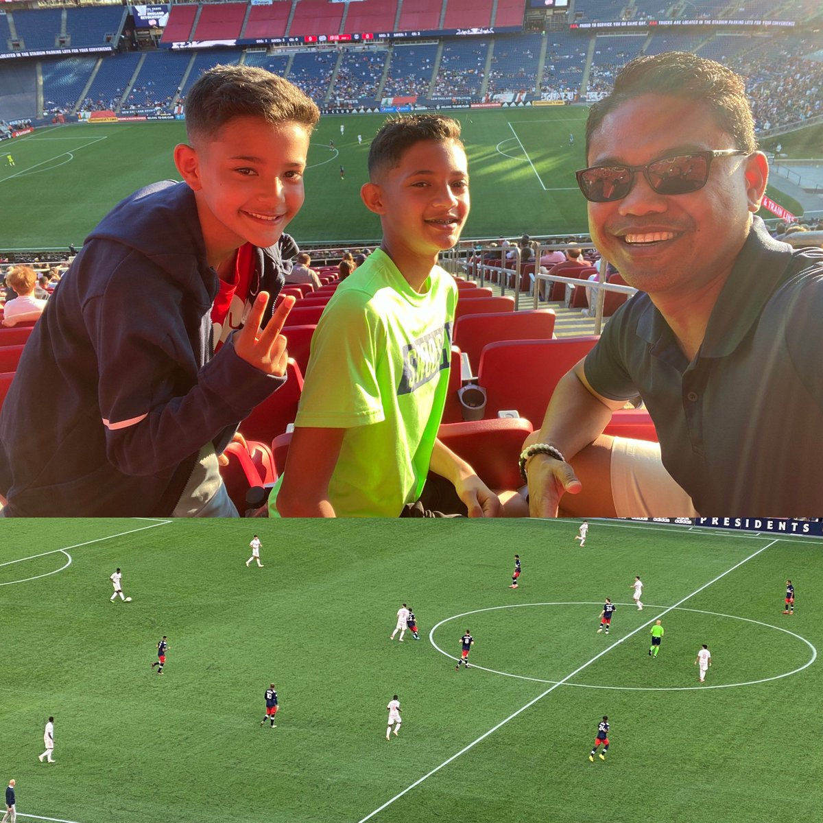 jayarivera's tweet photo. #GoRevs Beautiful night for a match at @GilletteStadium #TweetYourSeat Sec CL8, Row 19, Seats 1-3 https://t.co/xpBovtPx8A