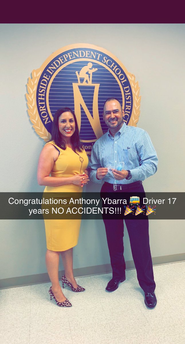 TesiliaGarza (@tesi_garza) on Twitter photo Congratulations to <a href="/NISD/">Northside ISD</a> North Station 🚌 driver Anthony Ybarra for completing 17 years accident free! Quite an accomplishment! #safetyfirst Congratulations to <a href="/NISD/">Northside ISD</a> North Station 🚌 driver Anthony Ybarra for completing 17 years accident free! Quite an accomplishment! #safetyfirst