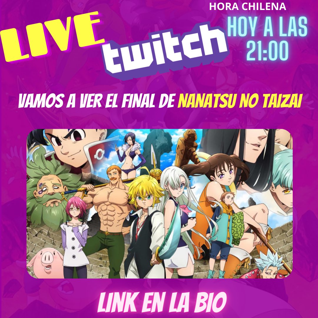 Gen_Friki's tweet image. Quieres ver el último capítulo de #NanatsuNoTaizai con nosotros? 👀 
Te esperamos a las 21:00
👉twitch.tv/genfriki ✨