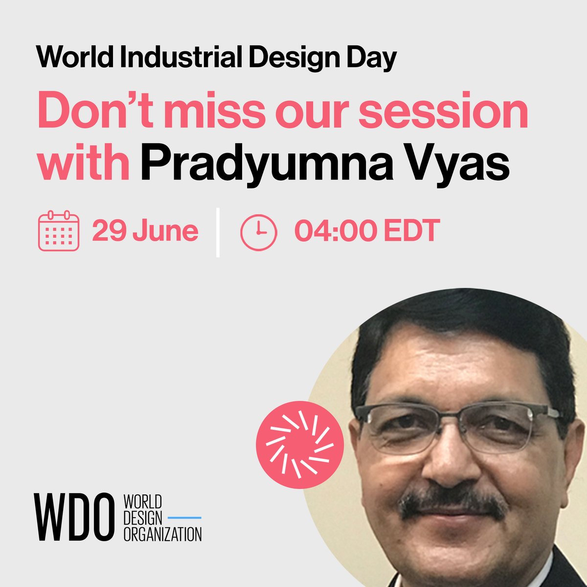 Meet speaker Mr. Pradyumna Vyas at World Industrial Design Day - India Dialogue from 1:30 - 4pm (IST)  
#widd2021 #widd2021indiadialogue #widd2021diversity #letstalkdiversity @worlddesignorg @vyas_pradyumna 
Register here: us02web.zoom.us/webinar/regist…