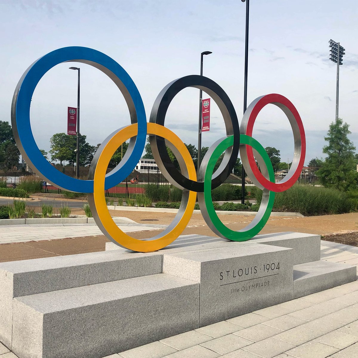 While you’re in St. Louis, stop by the #OlympicRings spectacular commemorating the 1904 Olympics! It’s right next to Francis Olympic Field at @WUSTL only 10 minutes outside of @downtownstlouis. #GymTrials21 #USAGymChamps