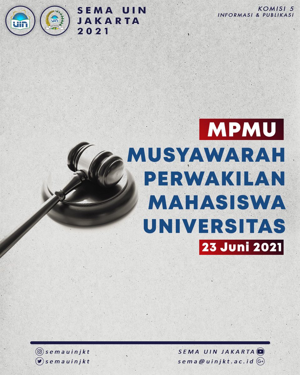 semauinjkt's tweet photo. MPMU adalah Musyawarah Perwakilan Mahasiswa Universitas. MPMU dilaksanakan pada:
Rabu, 23 Juni 2021 https://t.co/7WVnsgOVdE