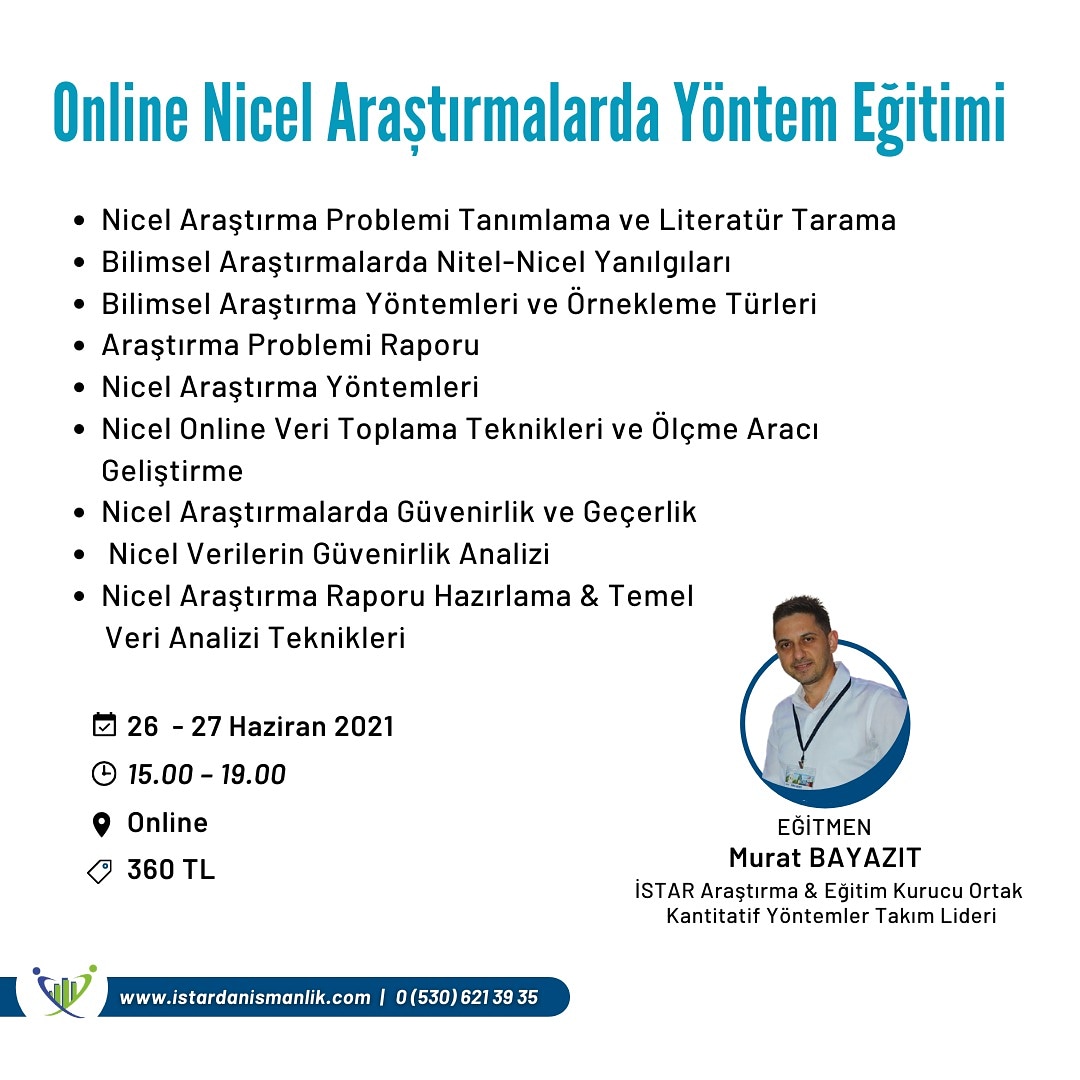 istararastirma's tweet photo. 📣Son Kontenjanlar 📣

💻 Online Nicel Araştırmalarda Yöntem Eğitimi

🖱️ https://t.co/ABegg8DPcB
⌨️ bilgi@istardanismanlik.com
📞0 (530) 621 39 35 

#İstarAkademi #İstarAraştırma #OnlineEğitim #Araştırma #NicelAraştırmalar #NicelAnaliz #SPSS #SPSSEğitimi #SPSSKursu #İstatistik https://t.co/ZTlLiZ403u