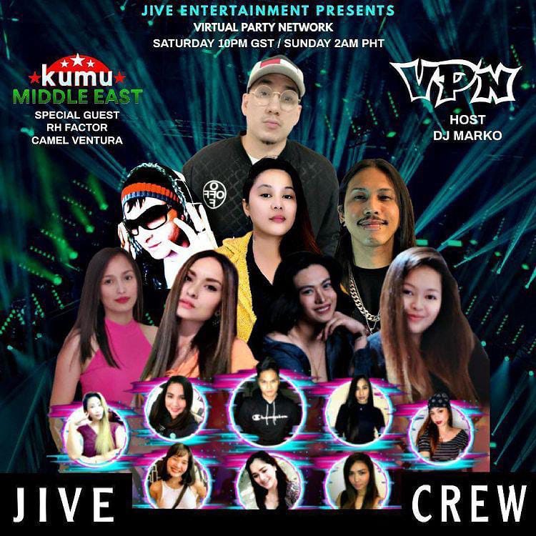 kumuMiddleEast's tweet photo. We’re bringing the party TO you with our explosive line up on this KUMU Middle East Special Edition! Presenting. DJ Marko's Virtual Party Network with the JIVE Crew and DJ RockyRock! Happening only on @kumumiddleast June 26, 2021, SATURDAY from 10:00 PM GST. https://t.co/AeZLEtwFtW