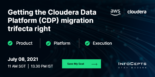 InfoCepts's tweet image. Staying modern is no longer a choice but a necessity to remain relevant, especially when it comes to managing your #data. ​

Join us for our upcoming webinar hosted with Cloudera and Amazon Web Services (AWS) on enterprise data #platformmigration: hubs.la/H0QNfLH0
