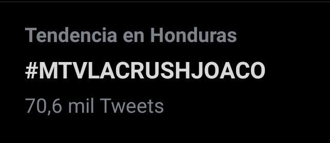JoacoUpdates's tweet image. 📈|@JoaquinBondoni y @mtvmiaw esta en tendencias populares de Honduras con el ht 

#PremiosMTVMIAW
#MTVLACRUSHJOACO