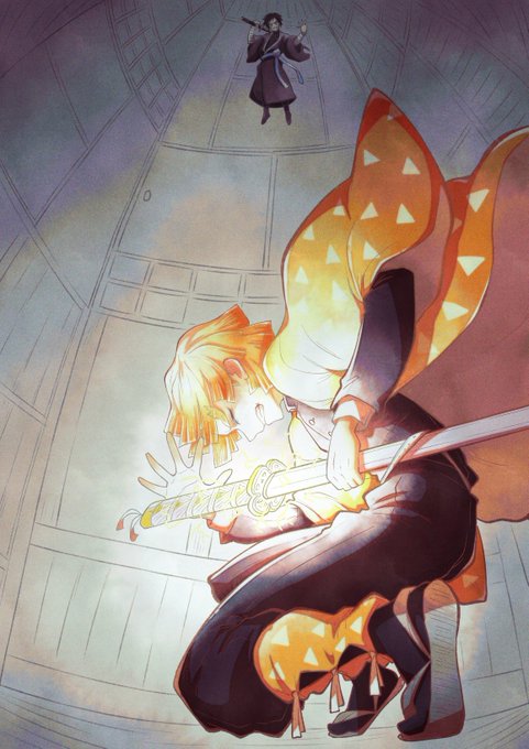 胡椒少々さんがTwitterに投稿した我妻善逸(鬼滅の刃)のイラスト。