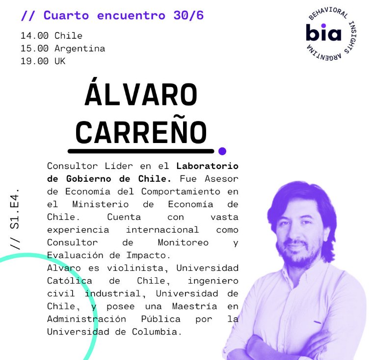 BehavioralAR's tweet photo. Alvaro M. Carreño (MPP Columbia University in the City of New York) es Consultor Líder en el Laboratorio de Gobierno de Chile y trabajó en la creación de un behavioural unit en el Gobierno de Chile (también es violinista, así que si tenemos suerte nos toca un tema en vivo!). https://t.co/Z6VBJJXTc7