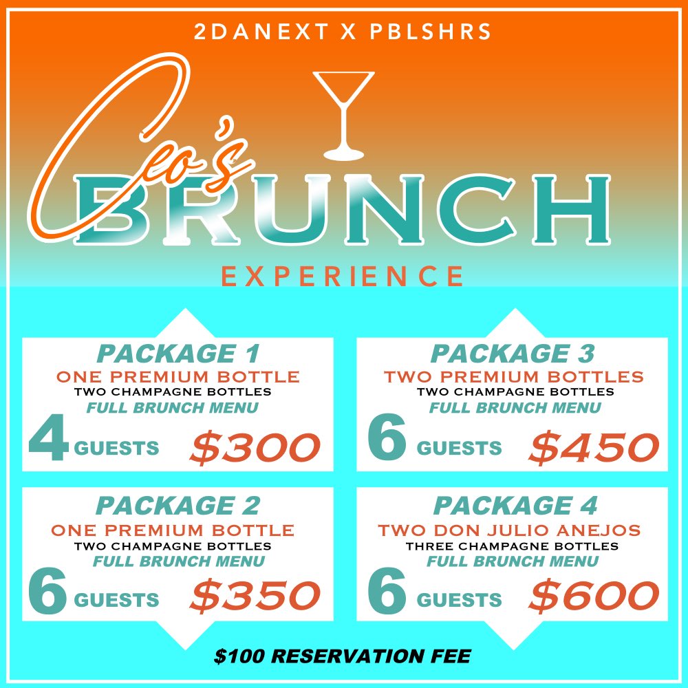 _MAJICETY's tweet photo. CEOS BRUNCH🏖🔥🍾🥃
If you’ve been YOU KNOW the vibes 🙏🏾

Sections now available!
July 3rd 2021

Premium liquor and bottle service.
Hookah available 
Photo booth and more

PUT THEM GOOD CLOTHES ON
We out here...still. Hit us up🤝 https://t.co/XESM6e3YdP