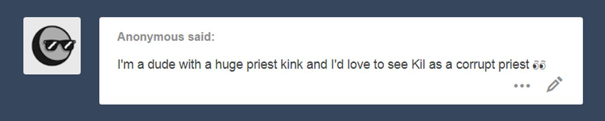 LuisyDahCK's tweet photo. Old Tumblr Answers, with my Dom oc Kil.....
#killingcandy #candyskiller #kil #latex #leather #rubber #bdsm #masterandservant #kink #priest #dom https://t.co/fiWGJSYeHK